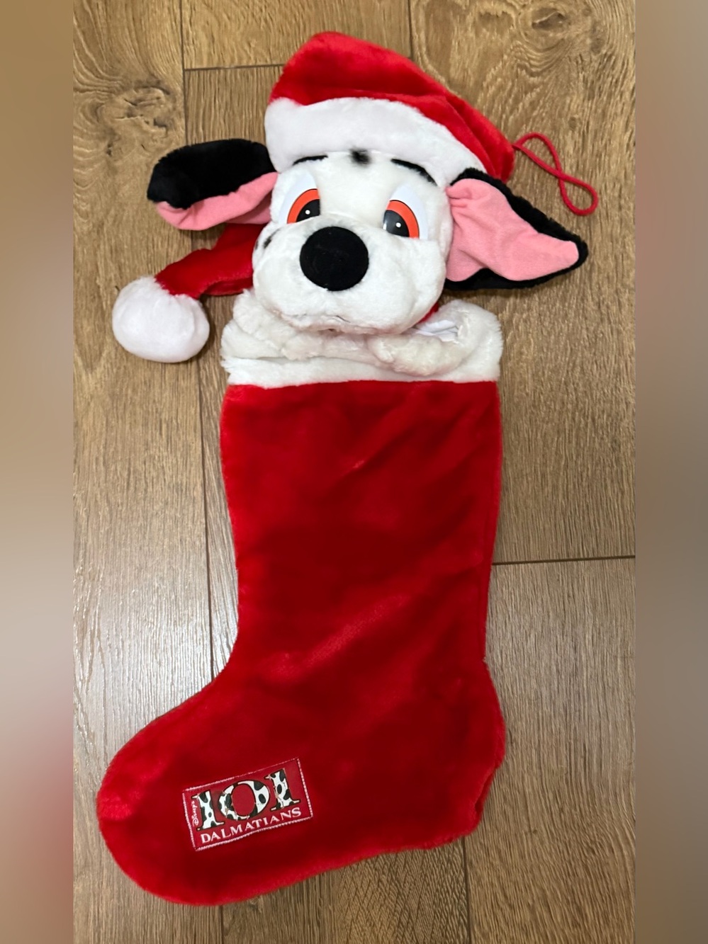 Vintage 90s Disney 101 Dalmatians Lucky Puppy 3D Plush Christmas Stocking